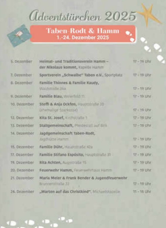 Adventstürchen - Aktive Dorfgemeinschaft Taben-Rodt