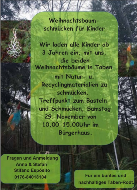 Weihnachtsbaumschmücken - Aktive Dorfgemeinschaft Taben-Rodt